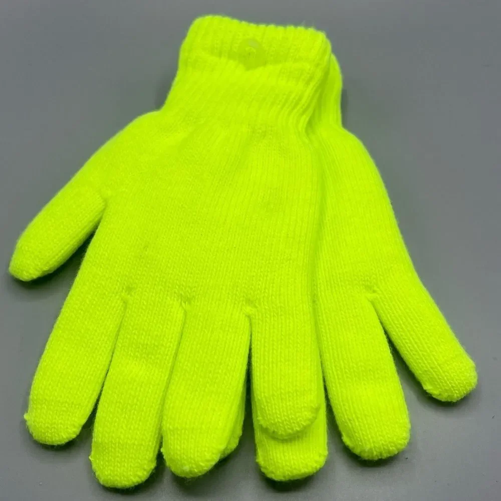 Women’s Neon Green Knit Gloves